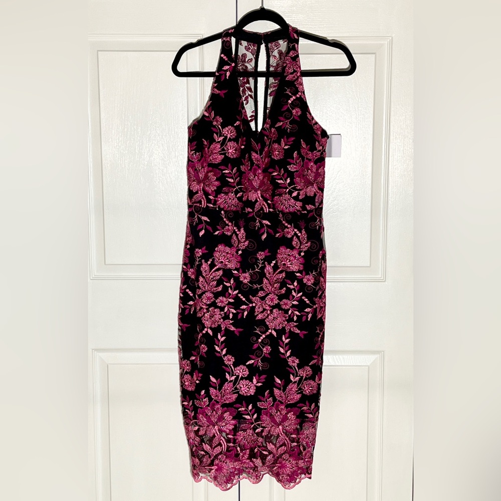 Chic Floral Dress - Black and Pink NWT
